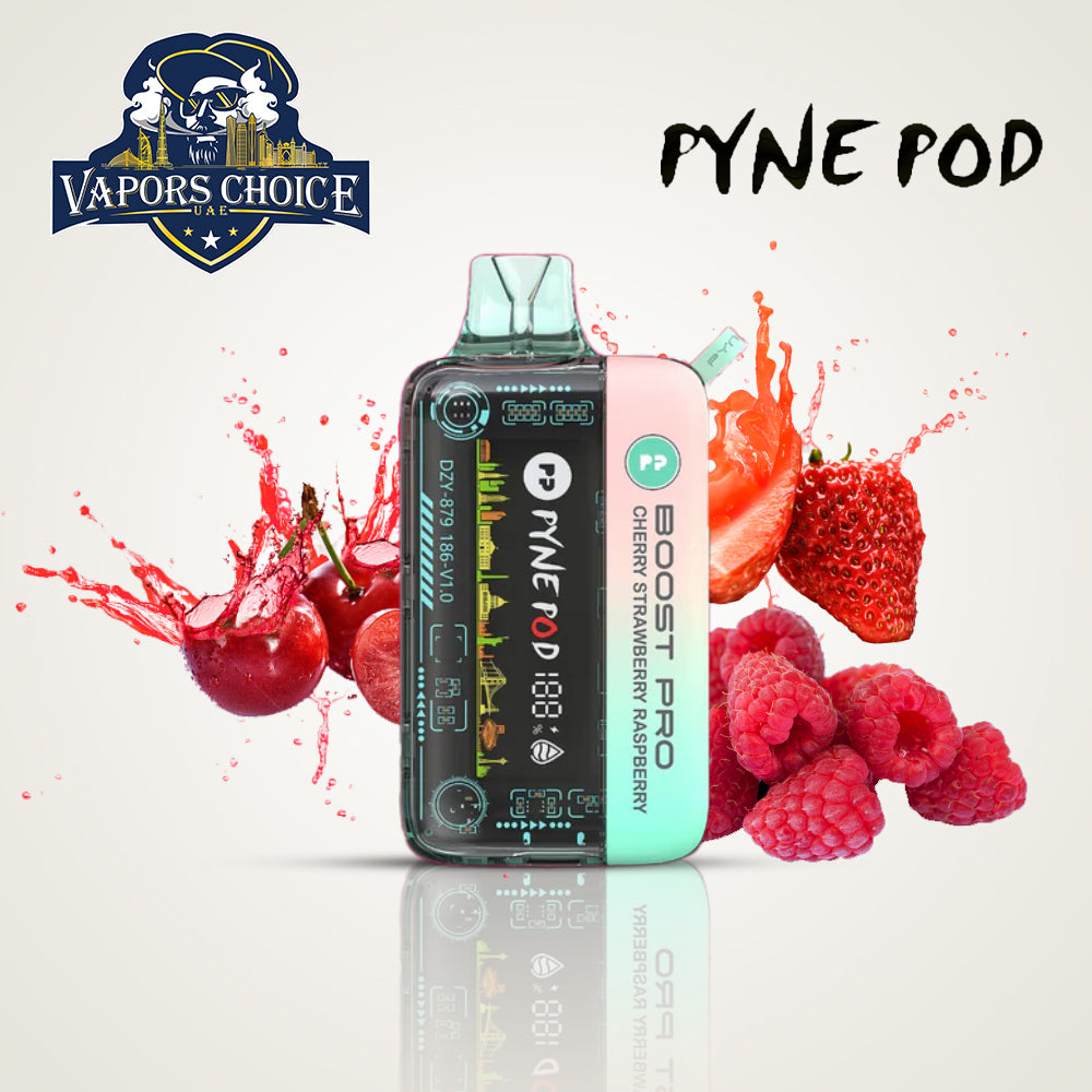 PYNE POD BOOST PRO 20000 PUFFS (50mg) - DISPOSABLE VAPE Cherry Strawberry Raspberry UAE Abu Dhabi